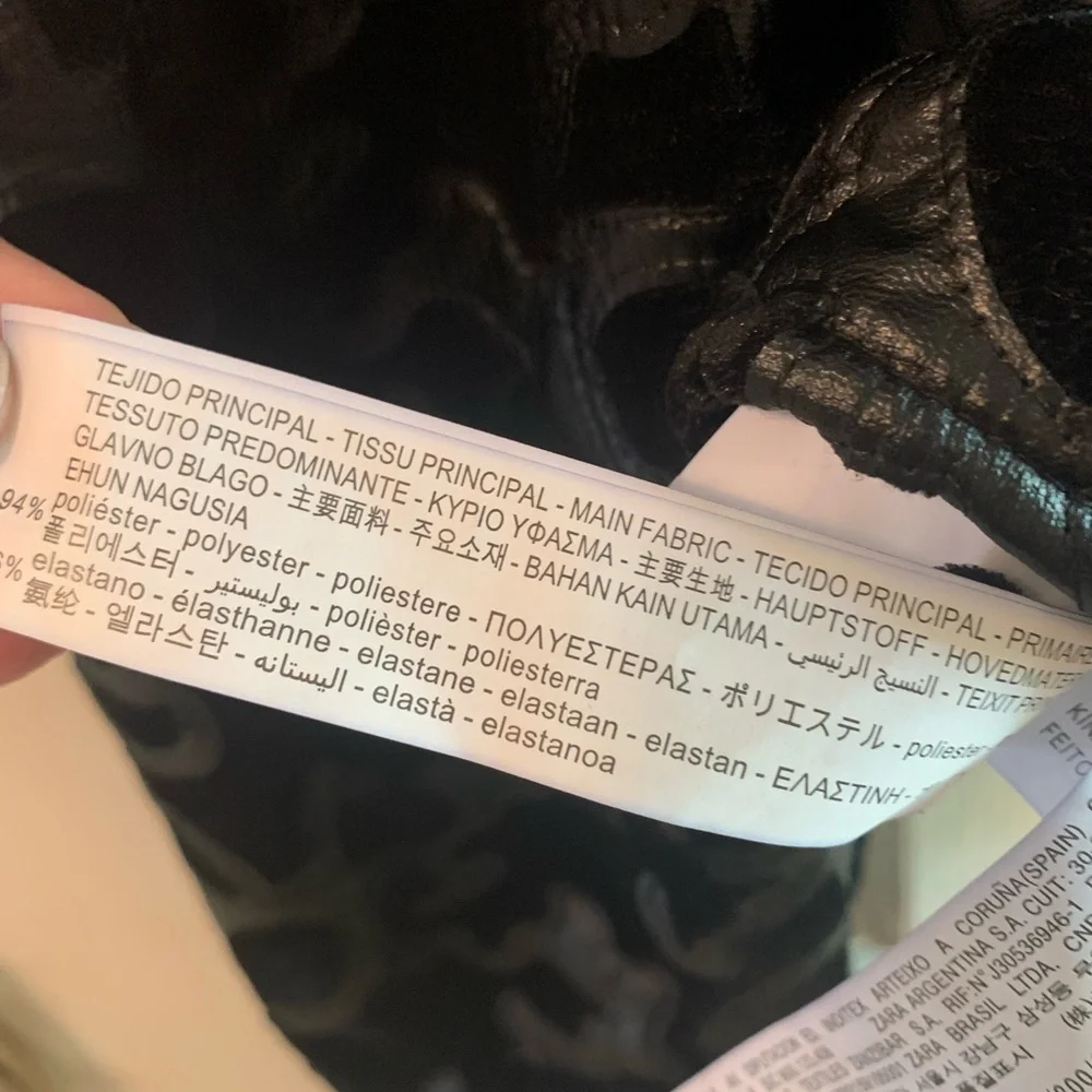 ZARA Bloggers Favorite Black Combination Velvet Mock Neck Baroque Top US Small - Picture 9 of 11